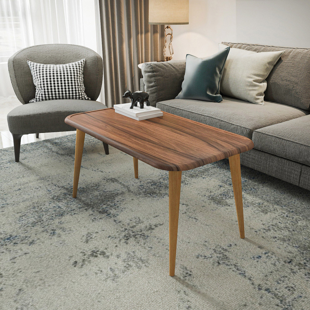 Decorotika Bohemia Walnut Coffee Table with Solid Wood Legs Image 4