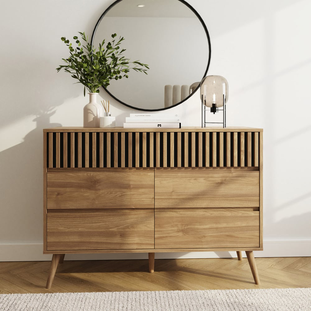 GFW Rowan 6 Drawer Oak Slatted Chest of Drawers Image 6