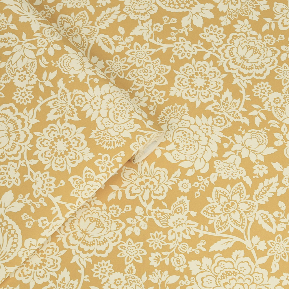 Laura Ashley Trailing Laurissa Pale Ochre Yellow Wallpaper Image 2