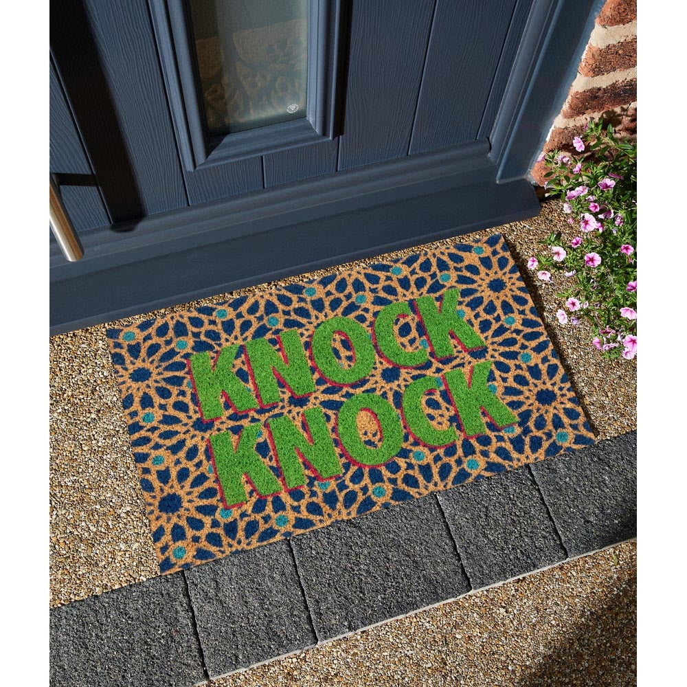 Eselle Astley Knock Knock Printed Natural Multicolour Coir Door Mat 40 x 60cm Image 5