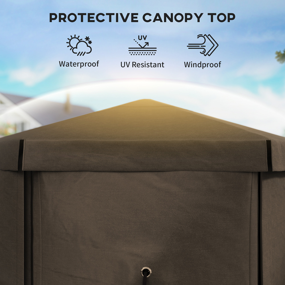 Outsunny 3 x 3m Brown Hexagon Pop Up Gazebo with 5 Sides Image 6
