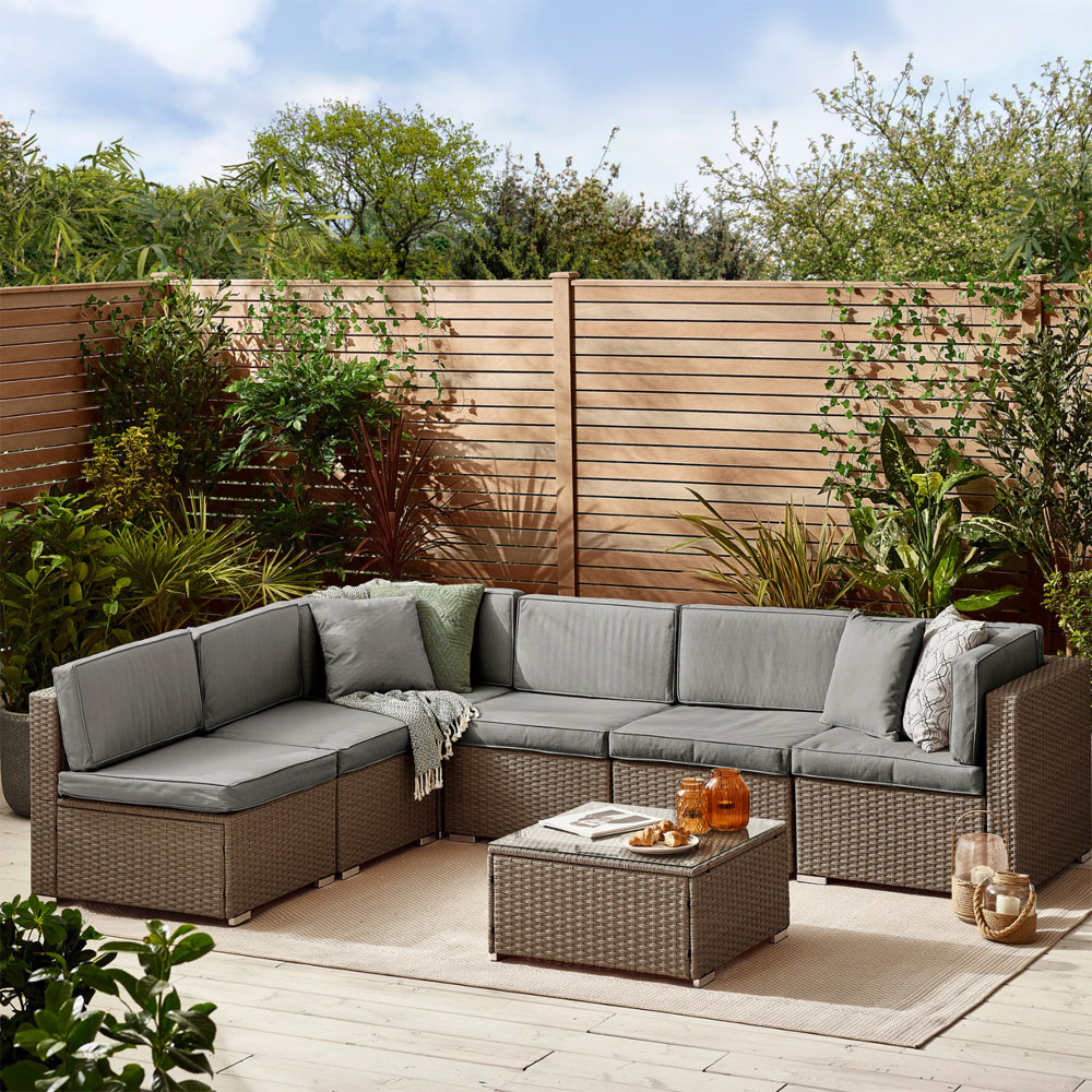 Furniturebox Windermere 6 Seater Brown Rattan Sofa Lounge Set Image 6
