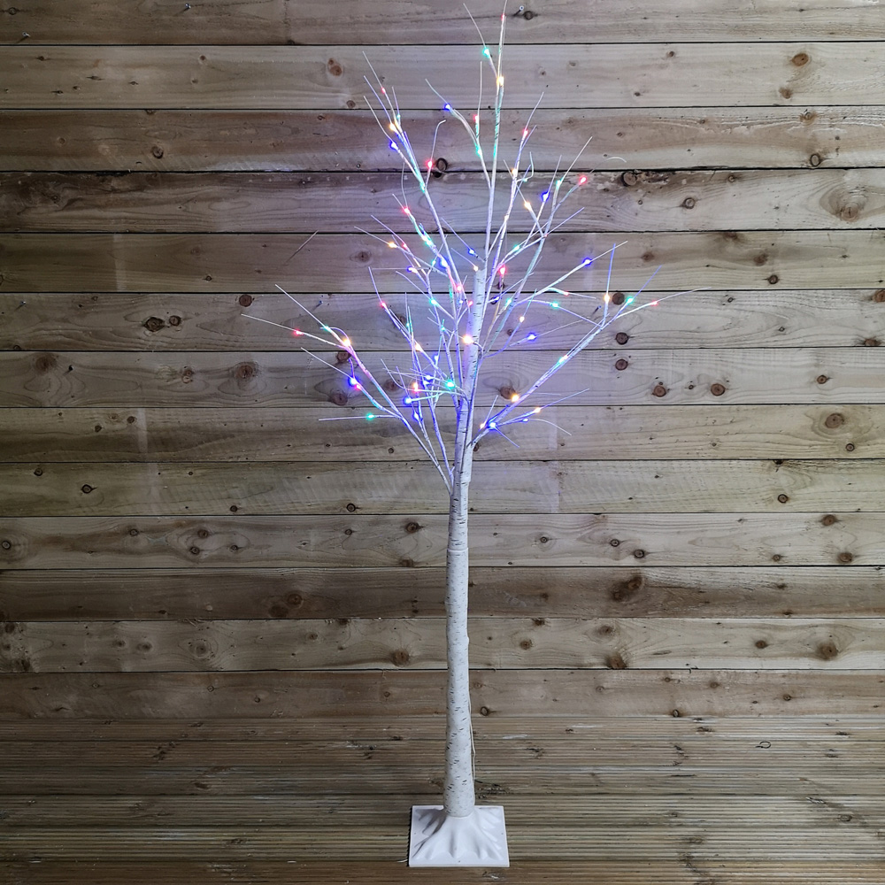 Samuel Alexander Multicoloured LED Outdoor Christmas White Birch Tree 6ft Image 2