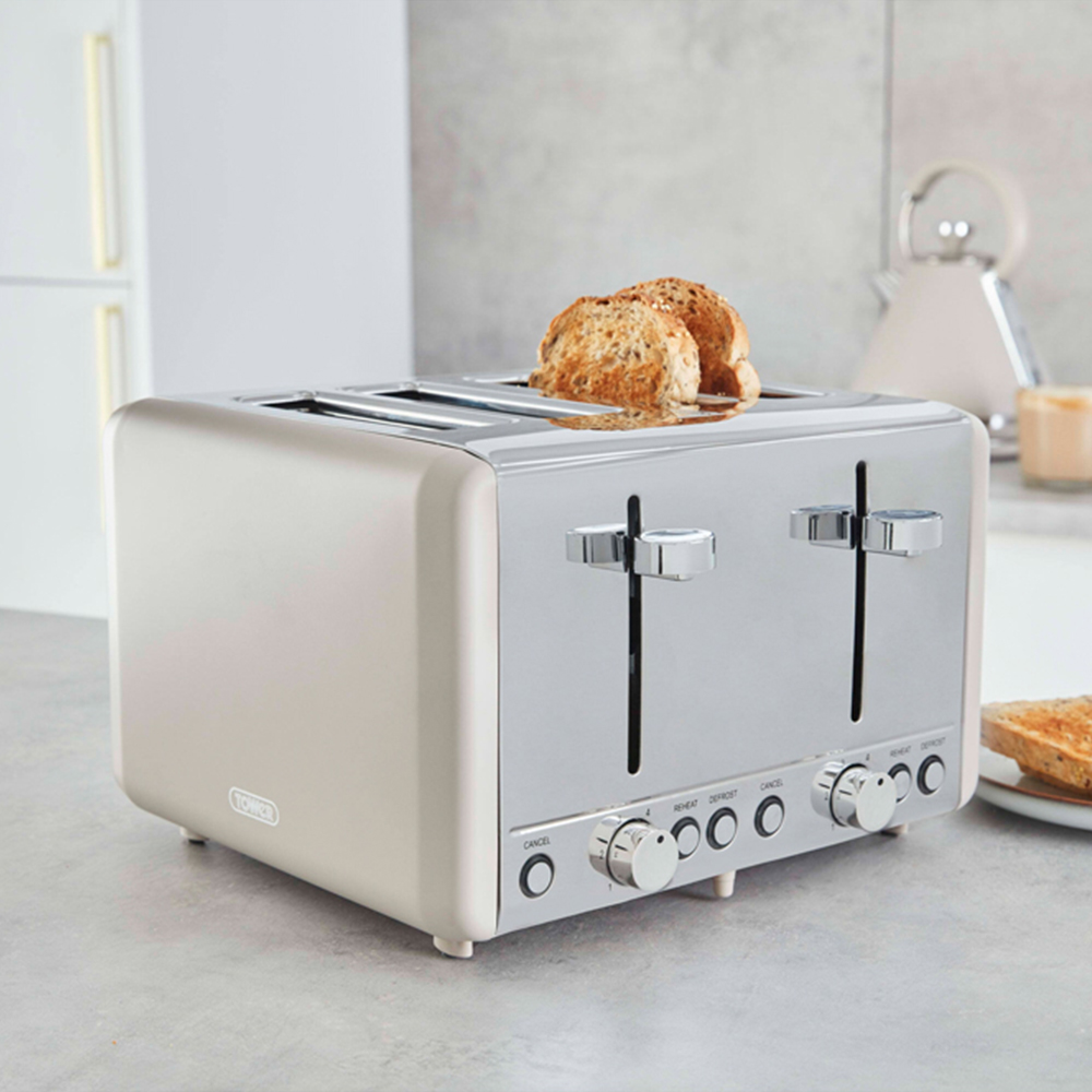 Tower Cavaletto EEJB249 Latte 8.5L Dual Basket Air Fryer with 4 Slice Toaster and 1.7L Kettle Set Image 2