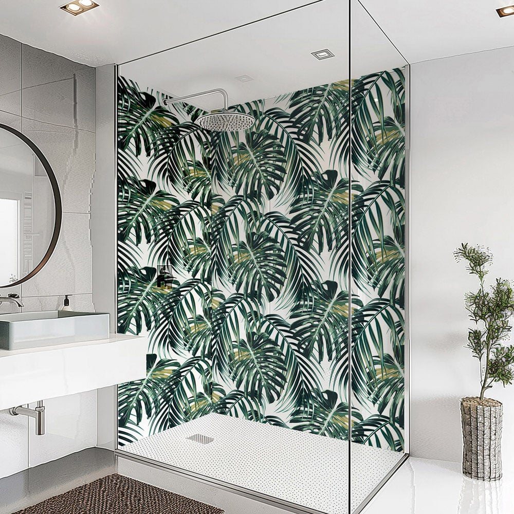 Splashbax Premium Artisan Monstera Leaves Di Bond Shower Panel 2400 x 900mm Image 1