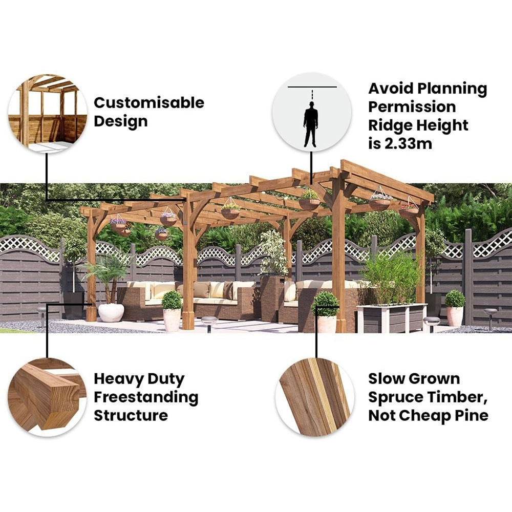 Dunster House Leviathan 6 x 3m Brown Wooden Pergola Plant Frame Image 5
