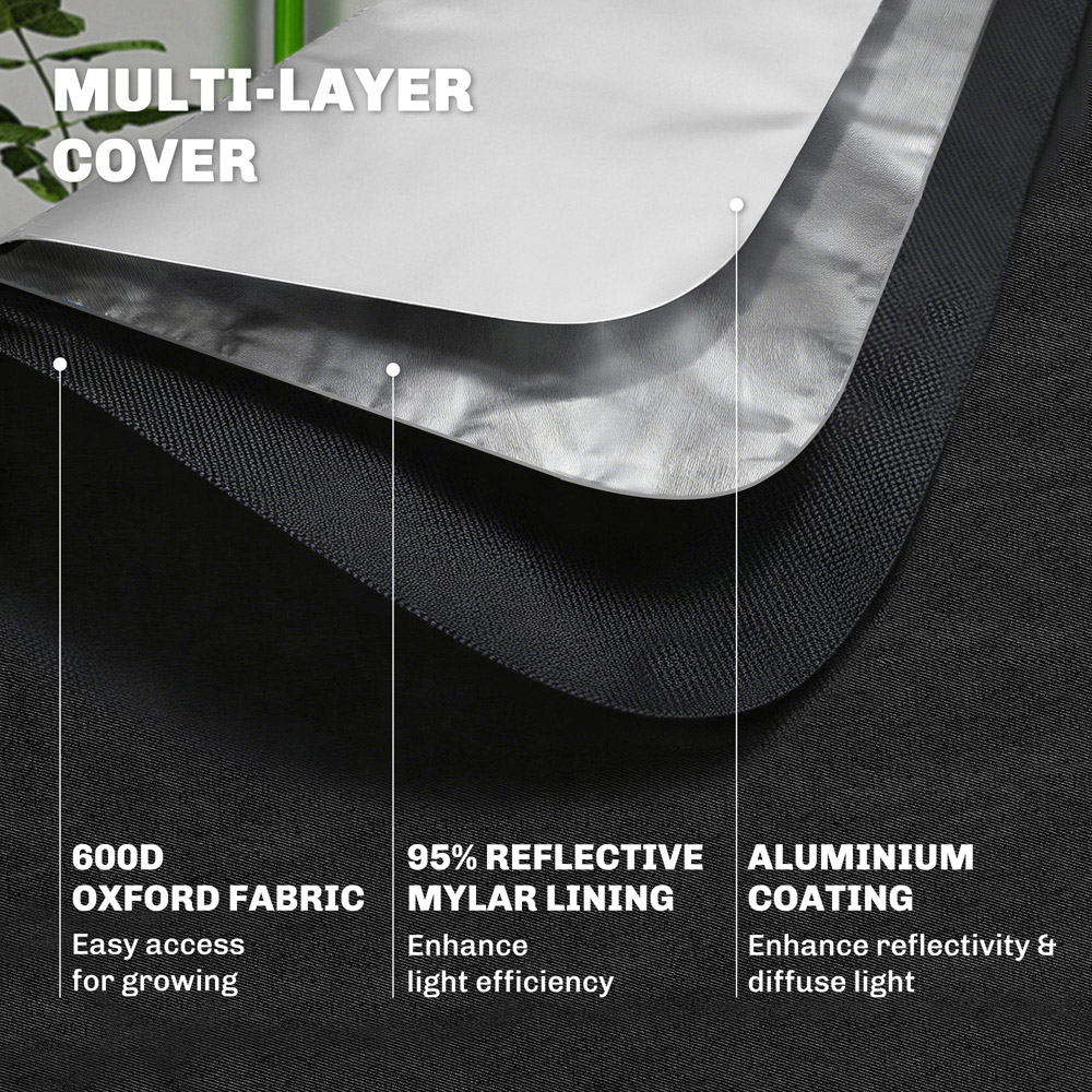 Outsunny Black Reflective Mylar Hydroponic 3.9 x 3.9ft Grow Tent Image 7