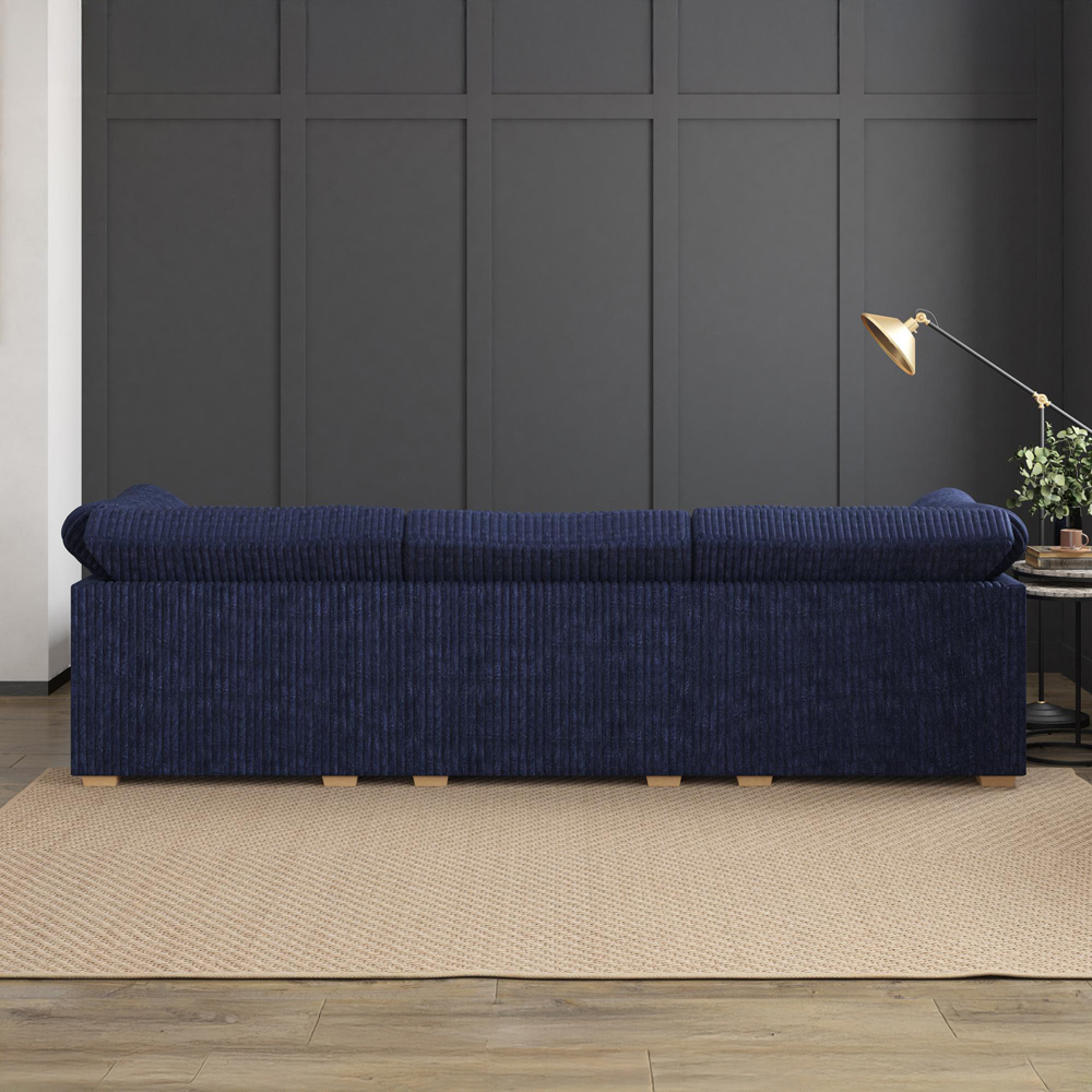 Nestle 5 Seater Navy Plush Faux Fur Fixed Back U-Shape Sofa Image 8