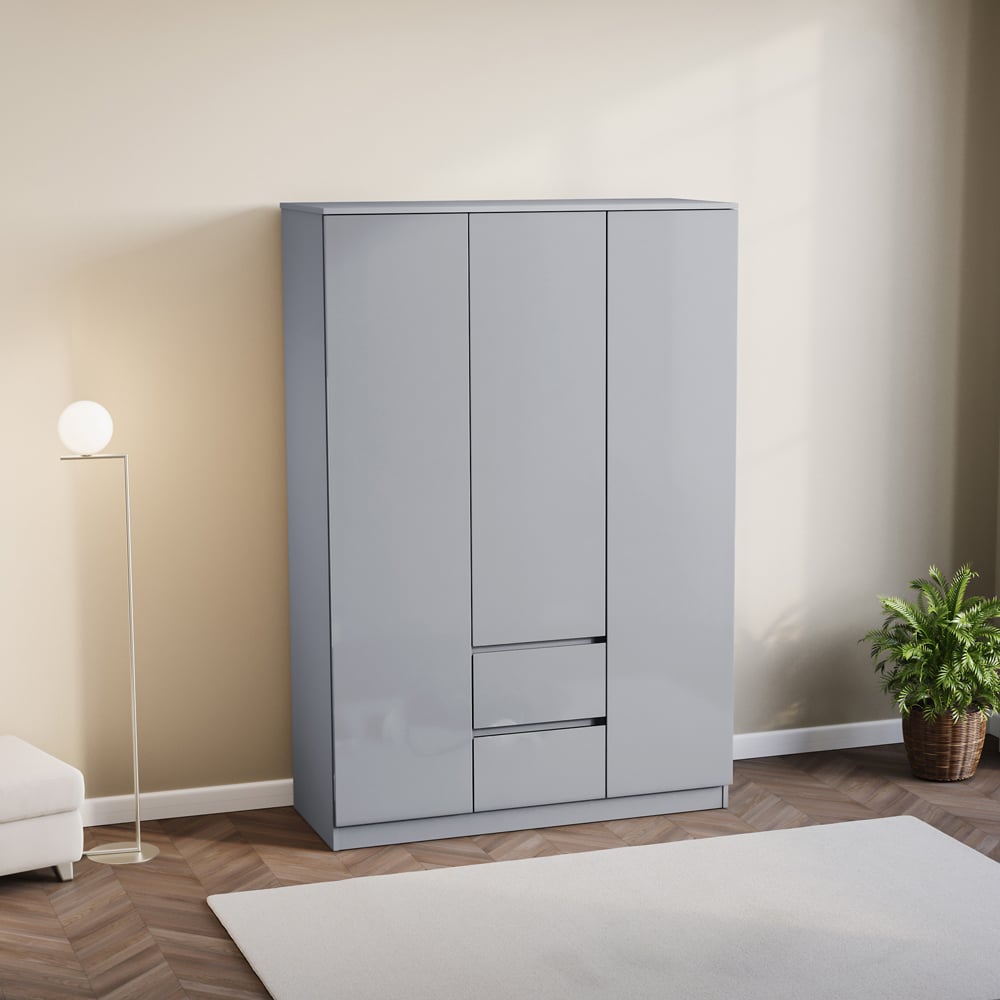 Vida Designs Glinton 3 Door 2 Drawer Grey Wardrobe Image 5