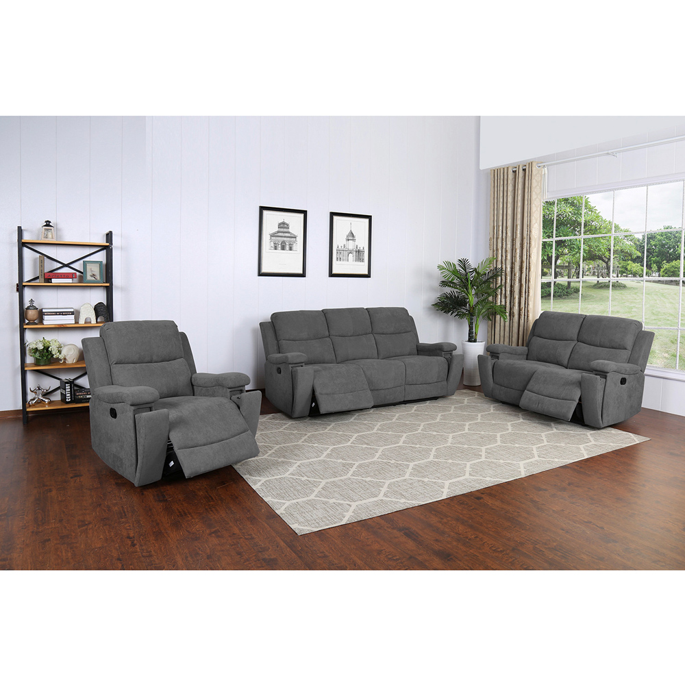 Ledbury 3 Seater Dark Grey Fabric Manual Recliner Sofa Image 5