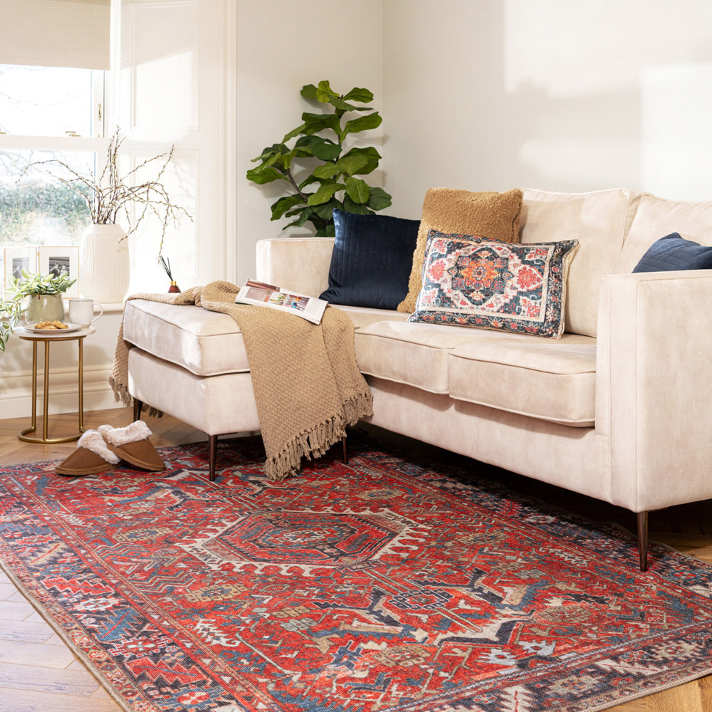 Kukoon Vintage Persian Inspired Terracotta Red Washable Rug 160 x 230cm ...