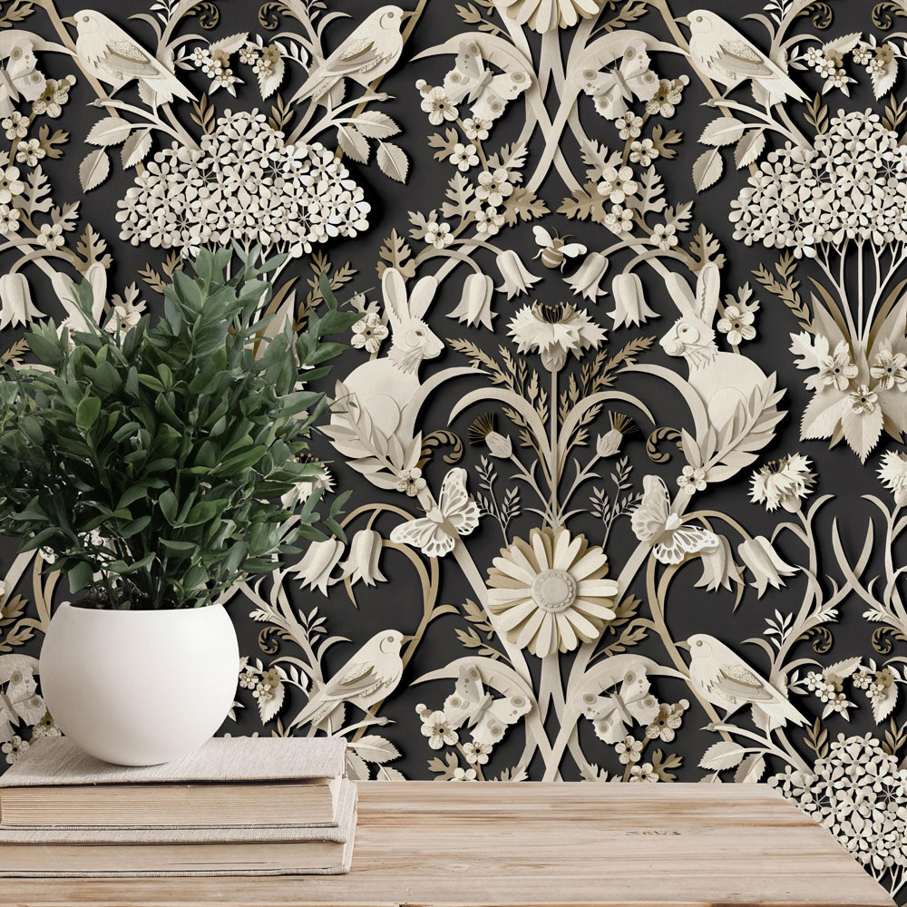 Fine Decor Woodland Charcoal Wallpaper Image 3