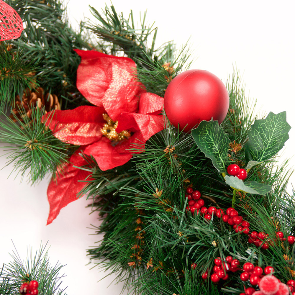 Best Artificial Red Christmas Garland 180cm Image 2