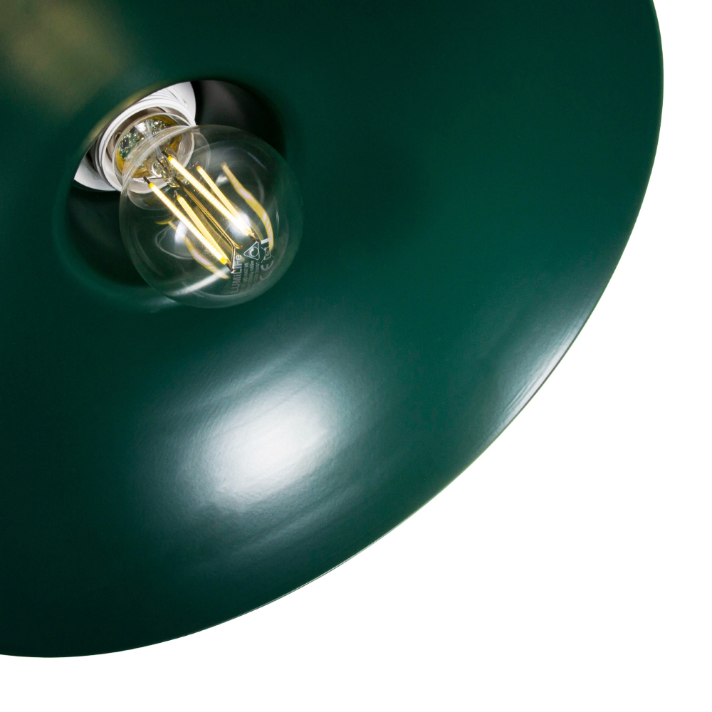 Happy Homewares Matt Forest Green Metal Industrial Retro Curved Pendant Shade Image 4