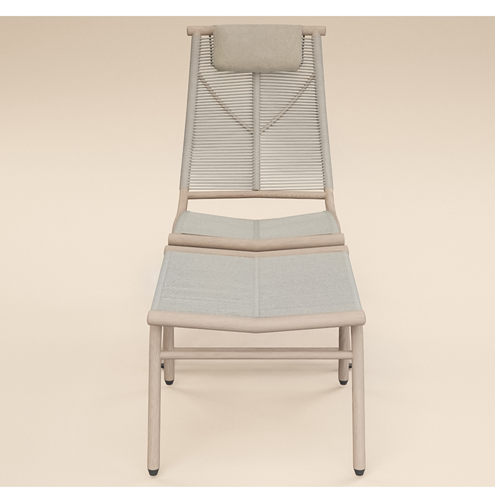 SOLACE+CO Esen Set of 2 Beige Garden Lounge Chairs with Footstool Image 3
