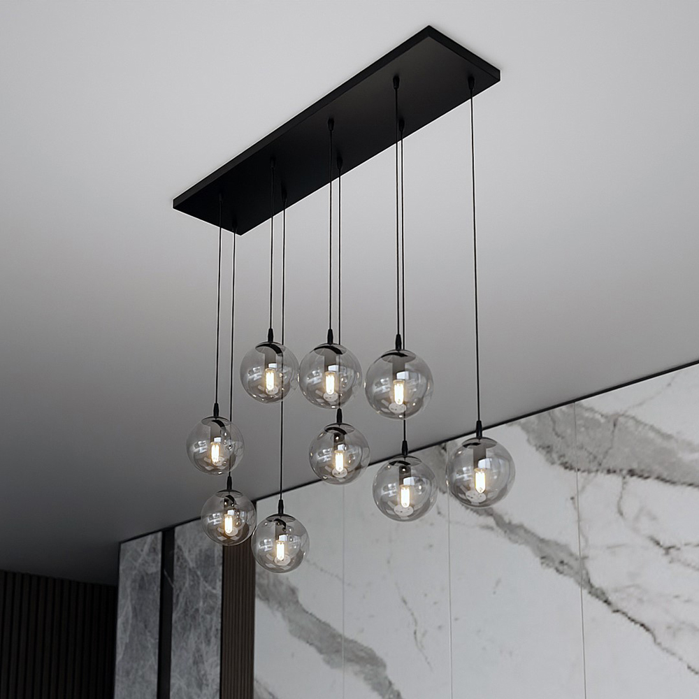 Emibig Cosmo 9 Light Graphite Shade Black E14 Ceiling Pendant Light Image 2