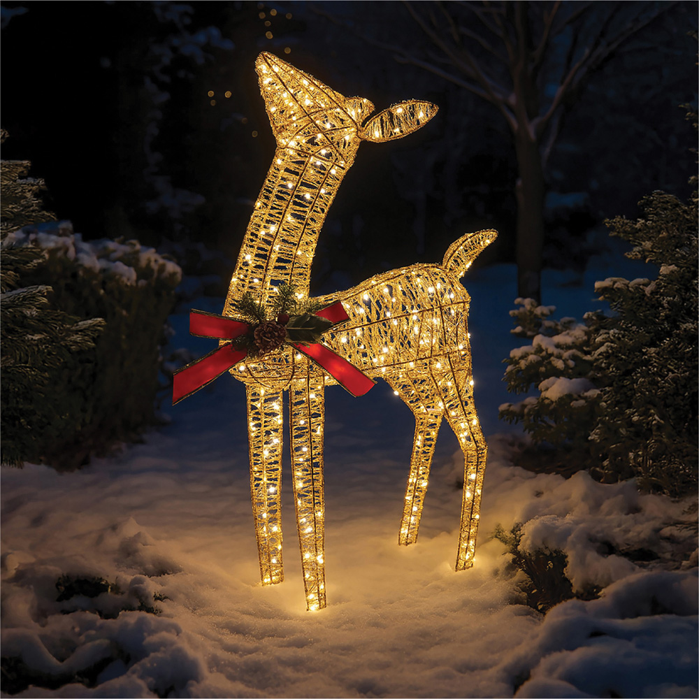 Xmas Haus Gold 250 Warm White LED Head Up Deer Christmas Decoration 2ft Image 2