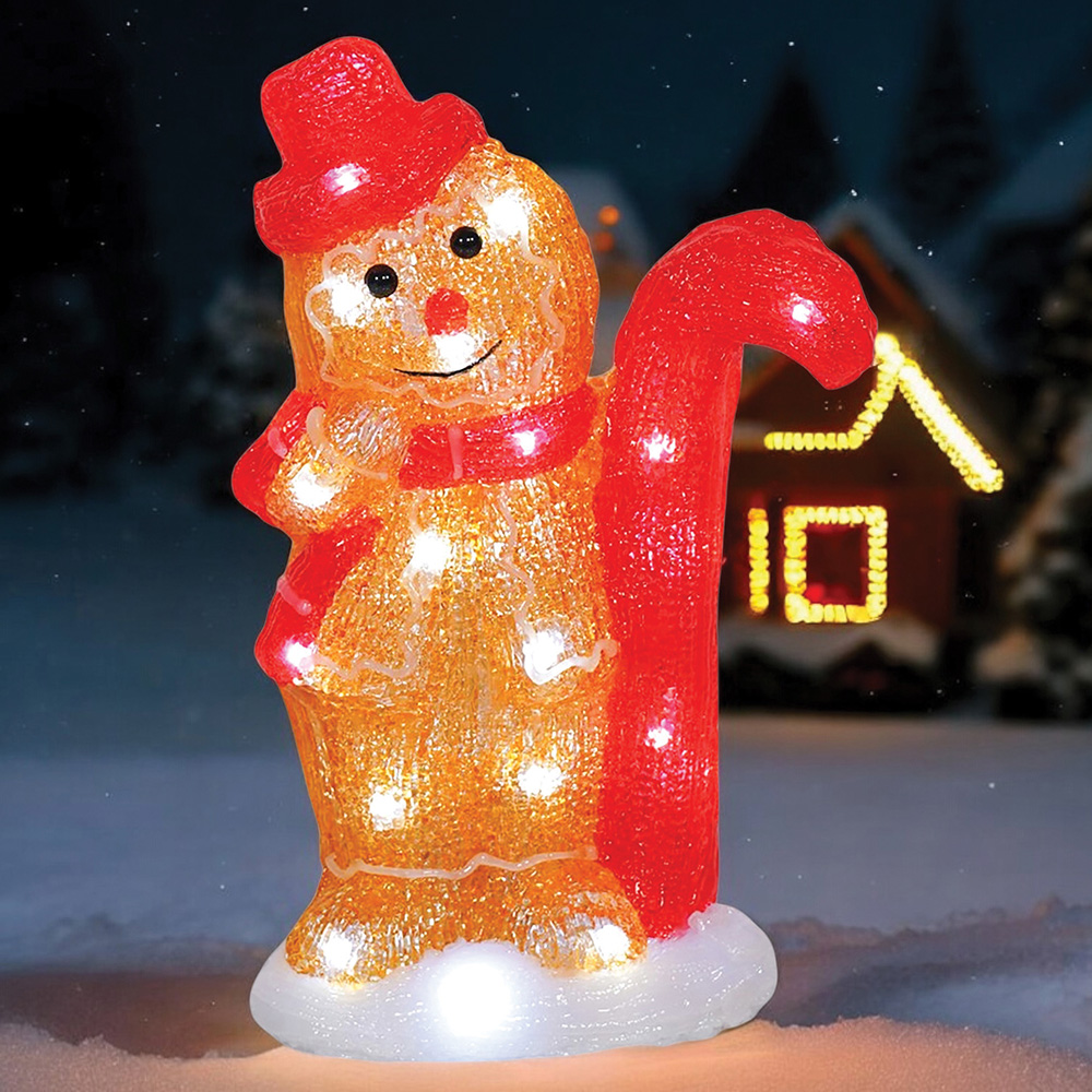 Xmas Haus 30 Warm White LED Acrylic Gingerbread Man 30cm Image 1