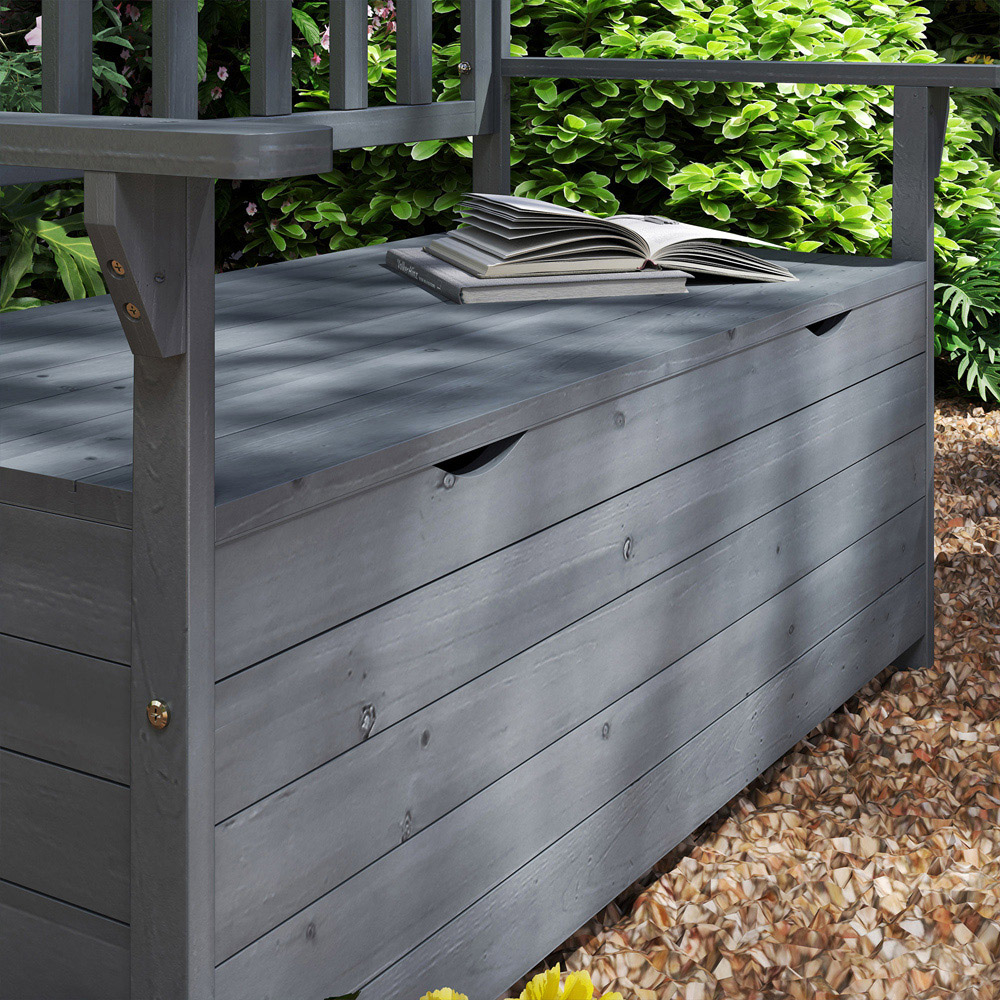 Outsunny 2 Seater Dark Grey Garden Storage Bench Image 3