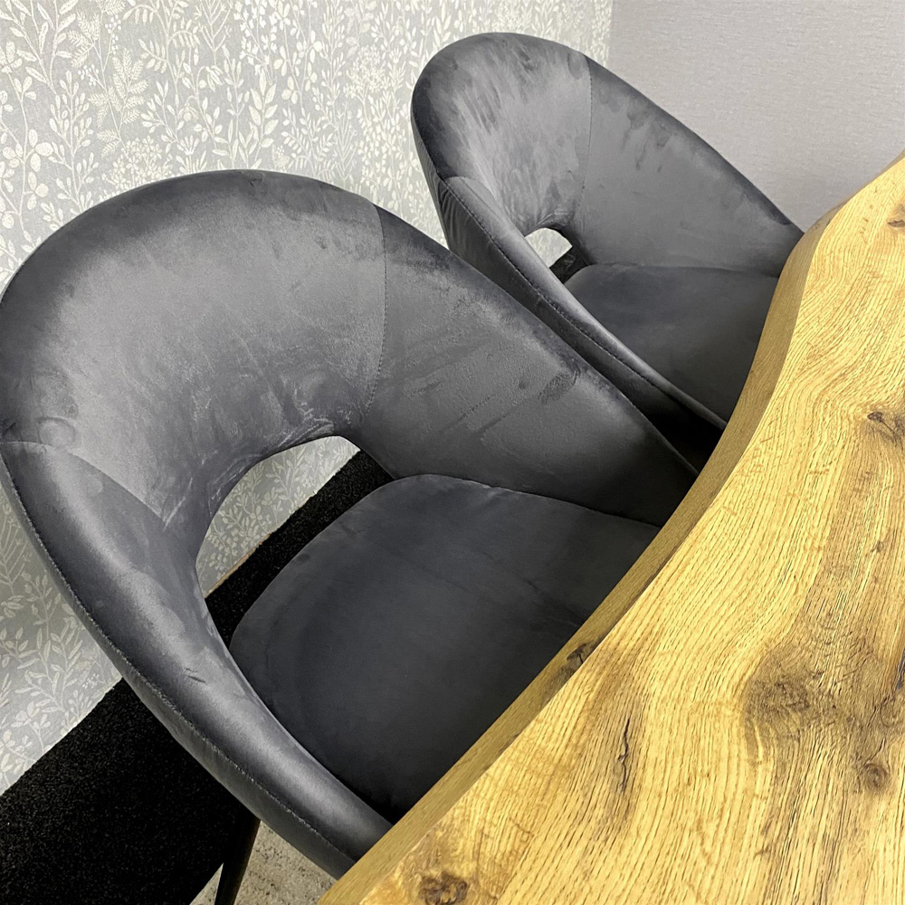 Kosy Koala 4 Seater Wood and Velvet Dining Table Set with Bench Grey Image 2