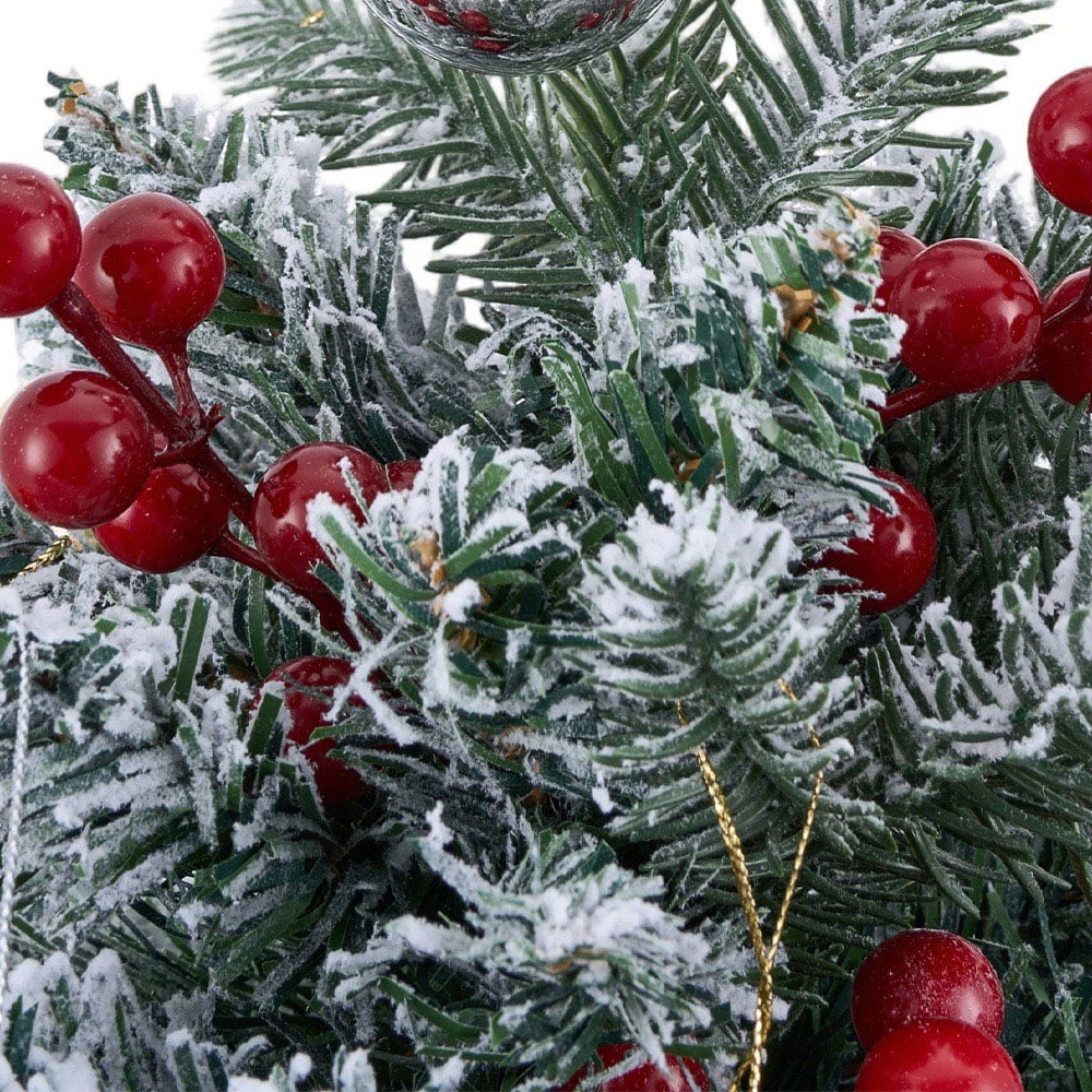 Living and Home Snow-Flocked Mini Artificial Christmas Tree with String Light 2ft Image 3