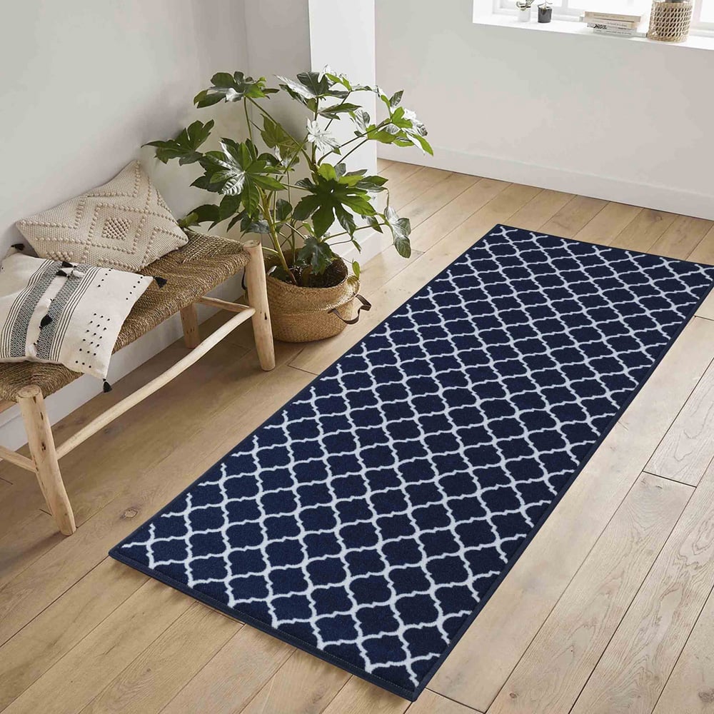 Desire Rugs Havana Navy Trellis Anti Slip Door Mat 80 x 50cm Image 4