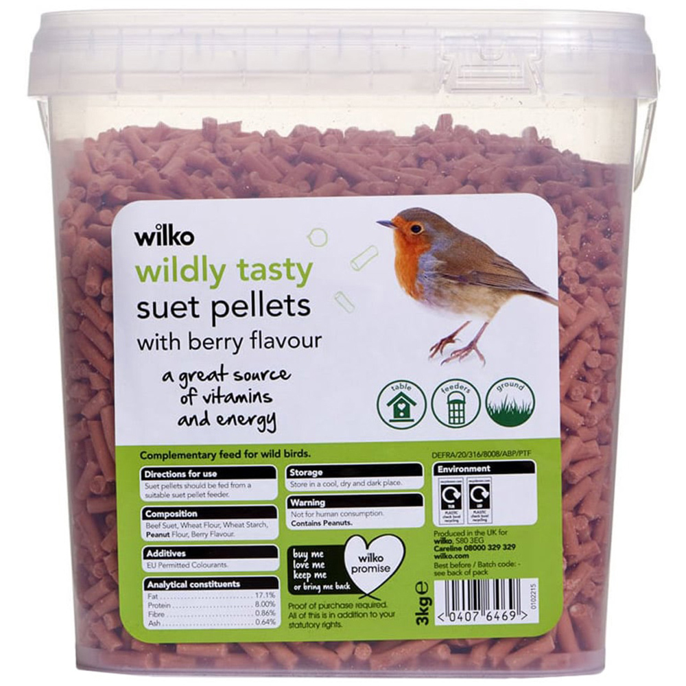 Wilko Wild Bird Suet Pellets with Berry Flavour 3kg Image