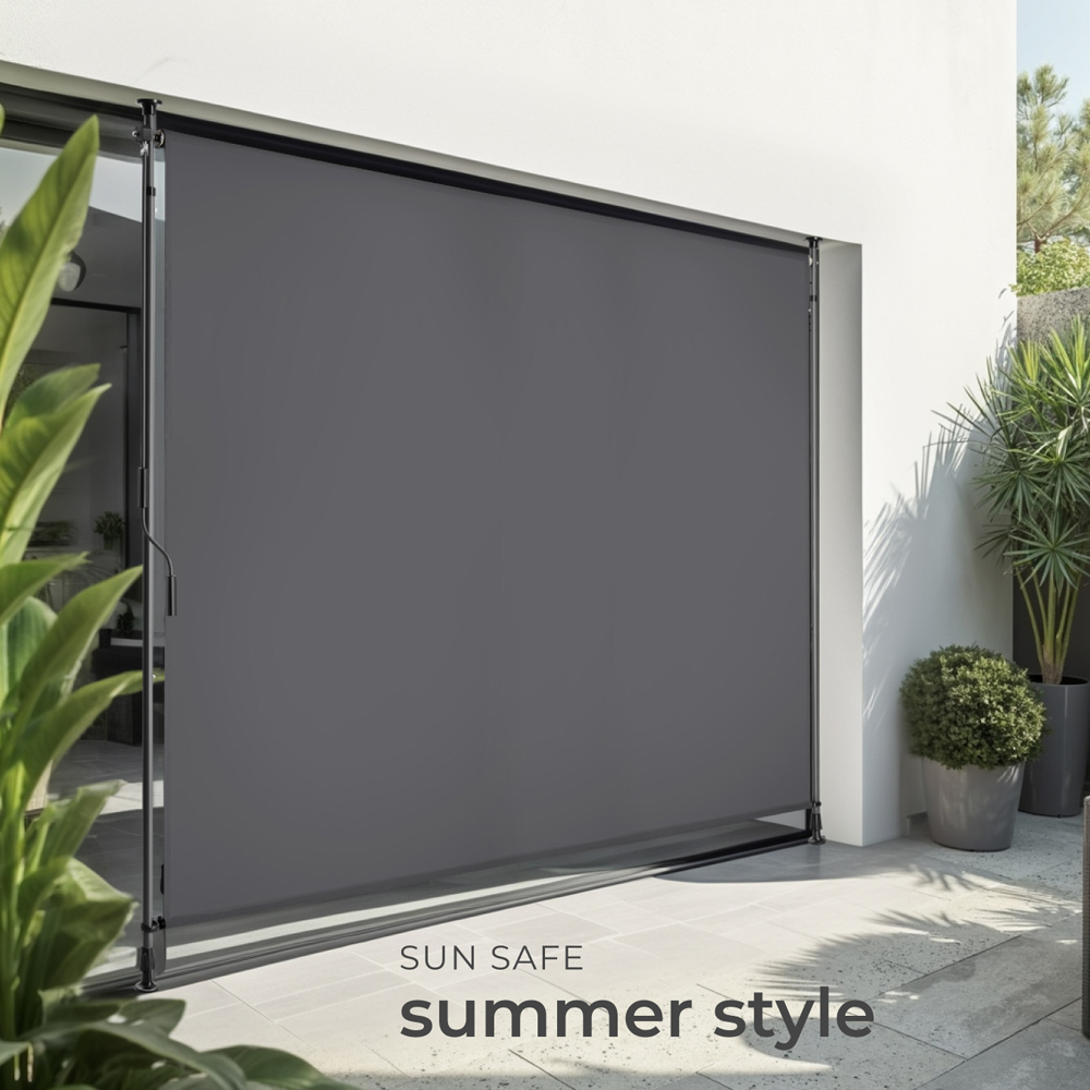 tectake Taija Dark Grey Retractable Awning with Hand Crank 3.1 x 2.08m Image 7