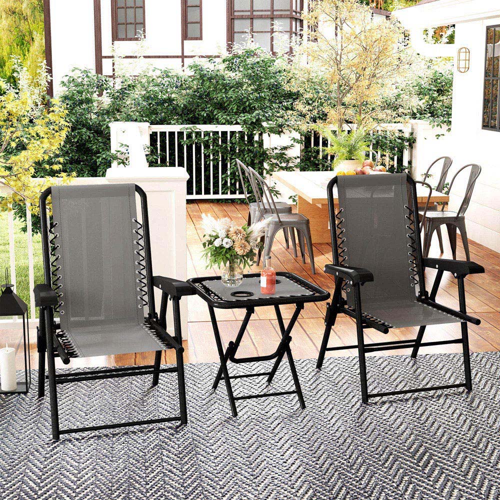 Outsunny 2 Seater Foldable Garden Bistro Set with Cup Holders Dark Grey Image 7
