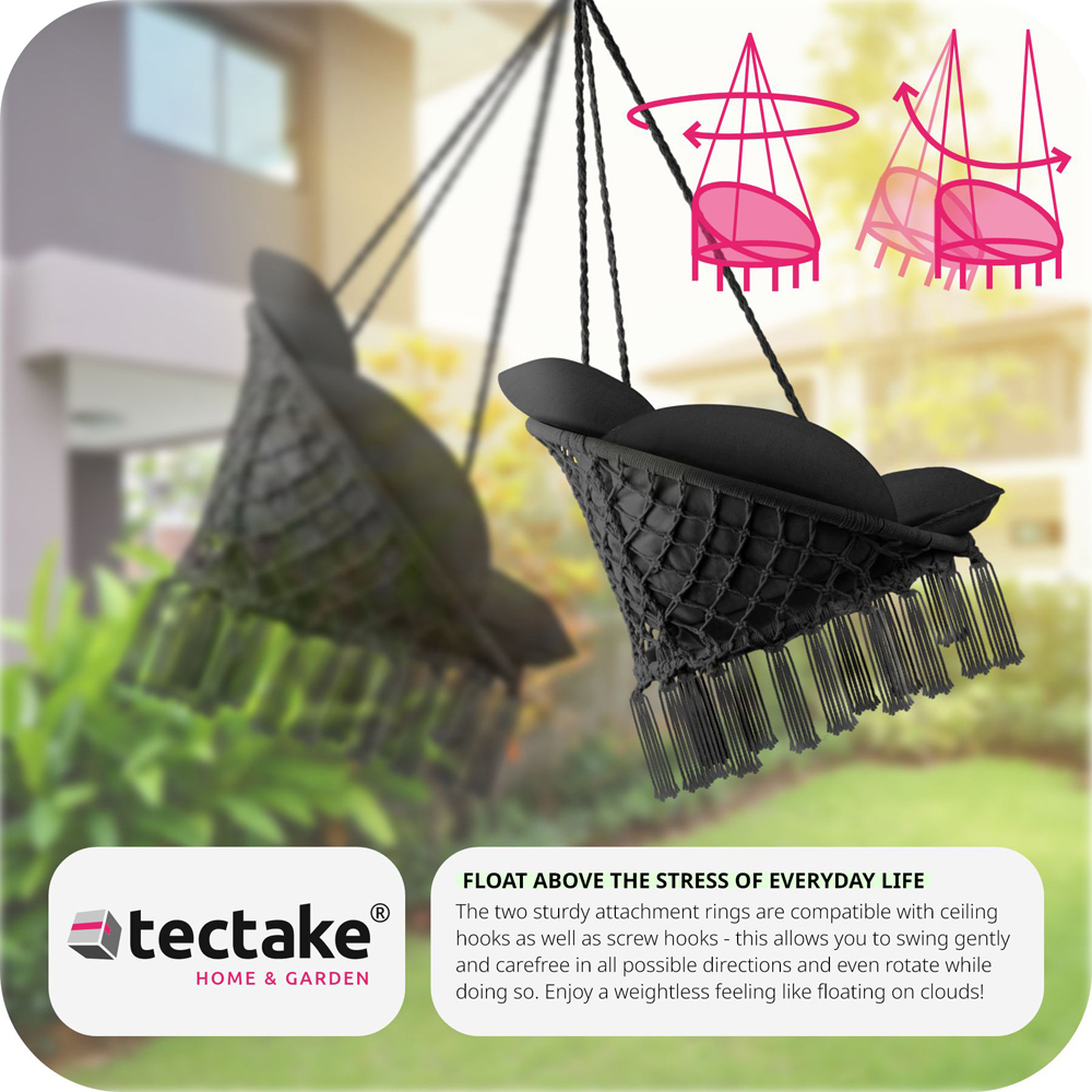 tectake Samira Black Swing Chair with Thick Seat Cushion Image 3