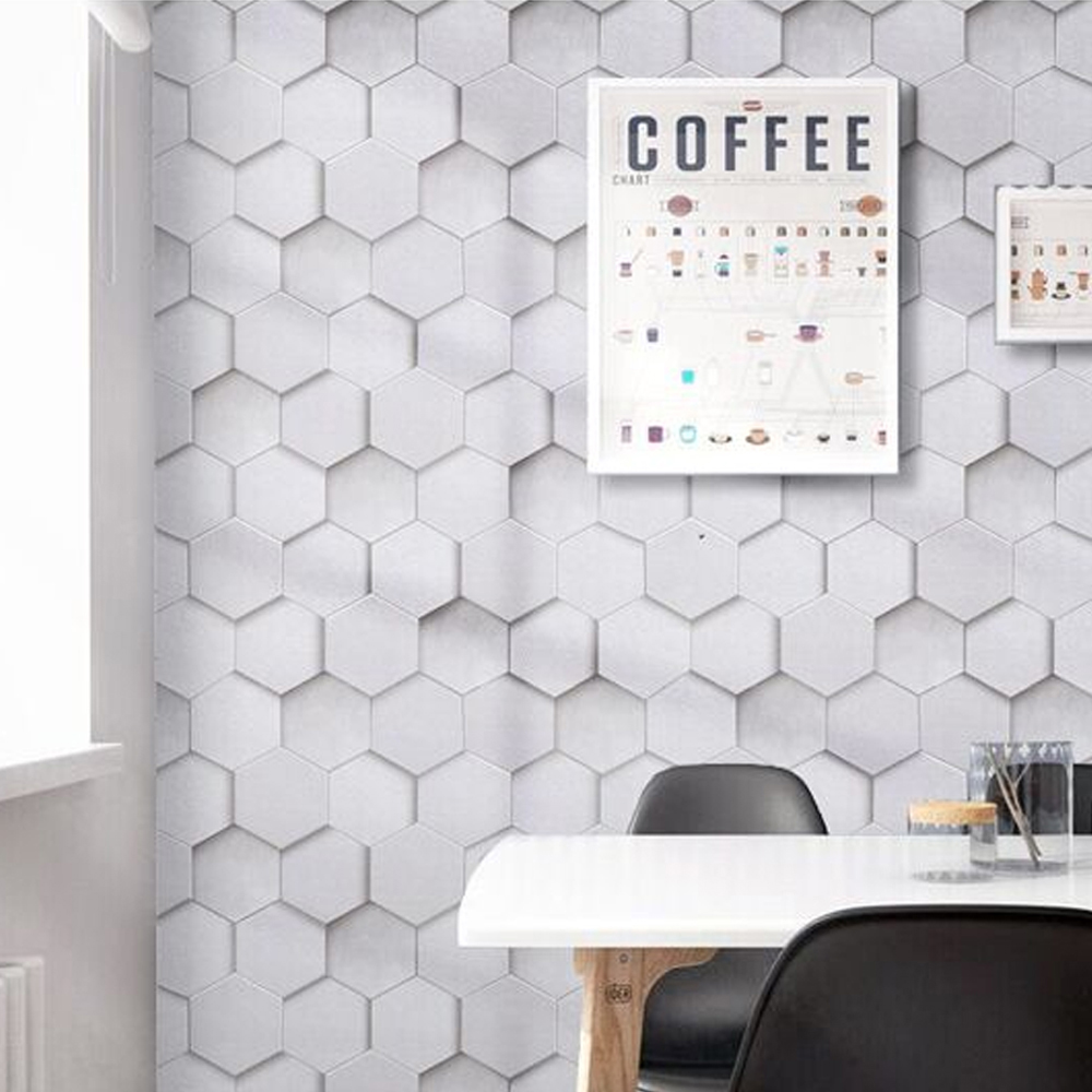 Living and Home PVC 3D Hexagonal Wallpaper Image 3