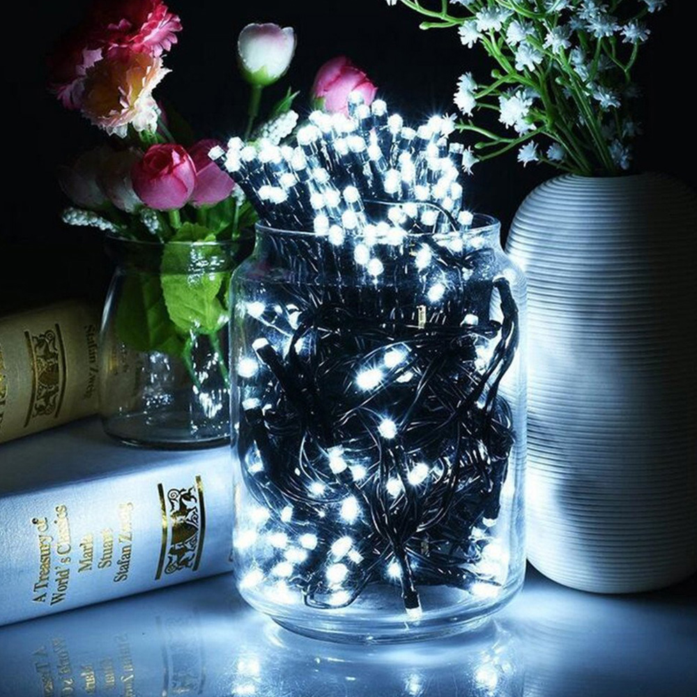 Best Artificial 400 Bright White Multi Function Mains Powered Black String Light Image 3