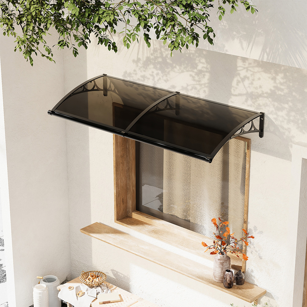 Living and Home Dark Grey Curved Door and Window Canopy 2.0 x 0.8m Image 8