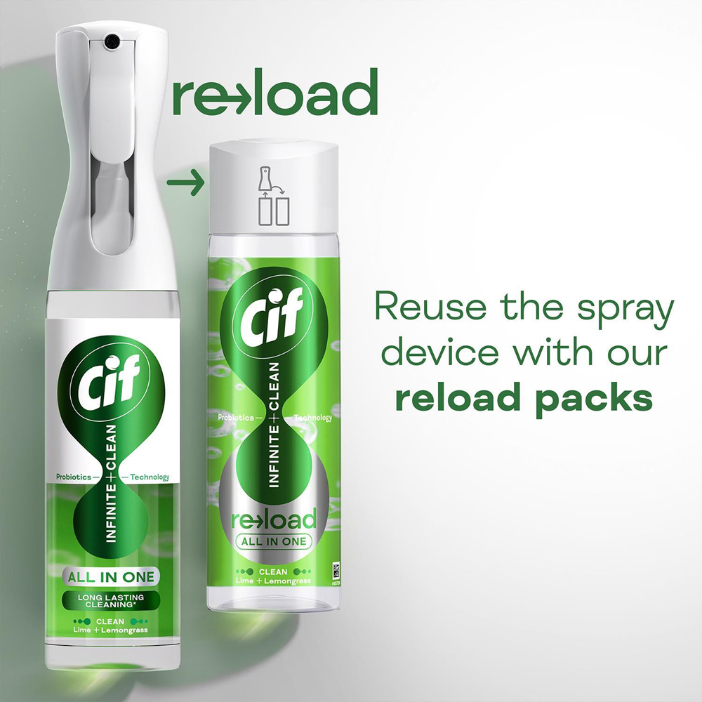 Cif Infinite Clean All in One Lime and Lemongrass Cleaner Reload 280ml 6 Pack Image 6