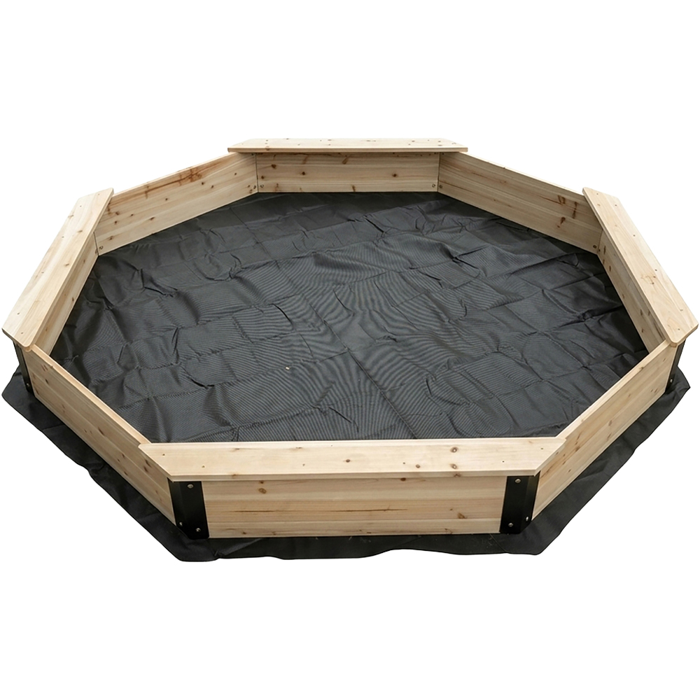 Charles Bentley Wooden Sandpit with Seating and Cover Image 3