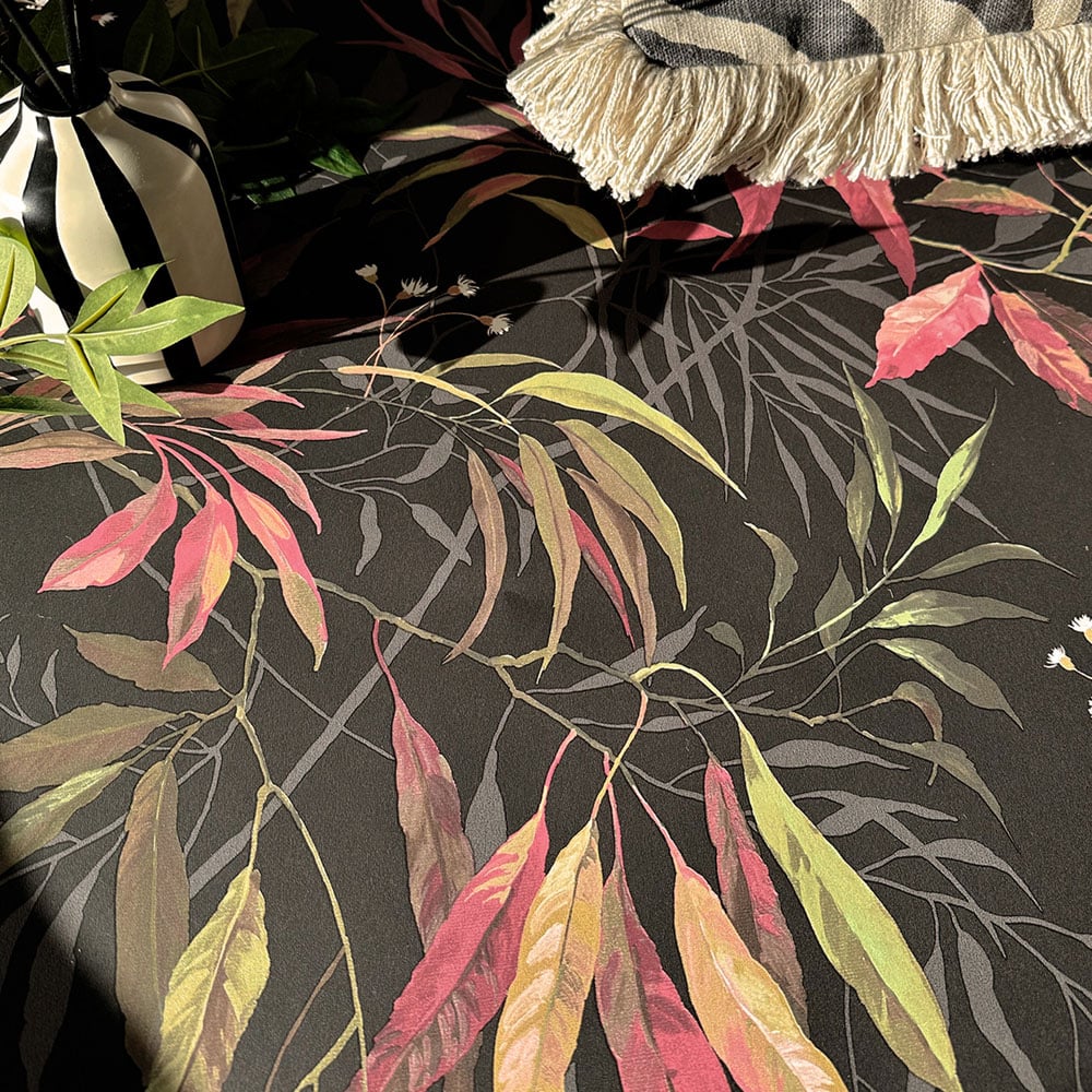 Belgravia Decor Kanata Leaf Pink and Charcoal Wallpaper Image 3