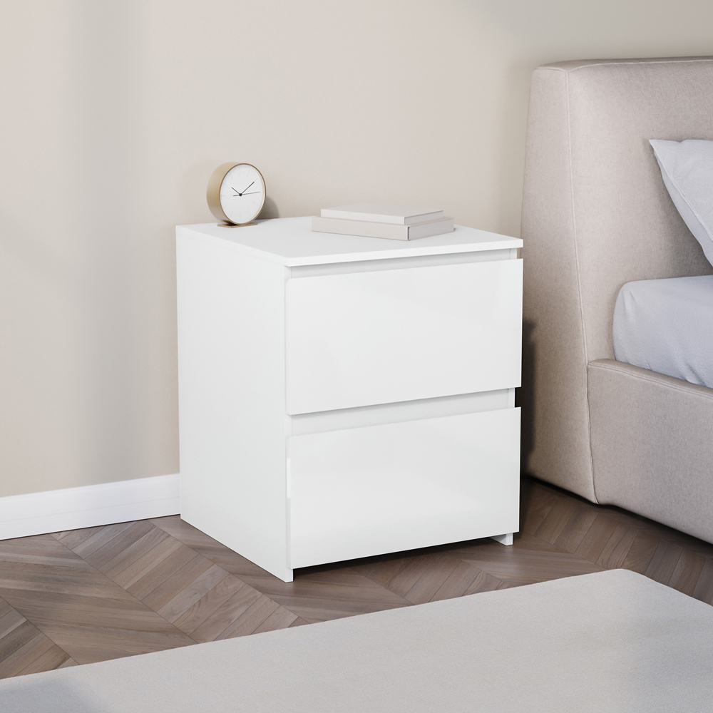 Vida Designs Glinton 2 Drawer White Bedside Table Image 5