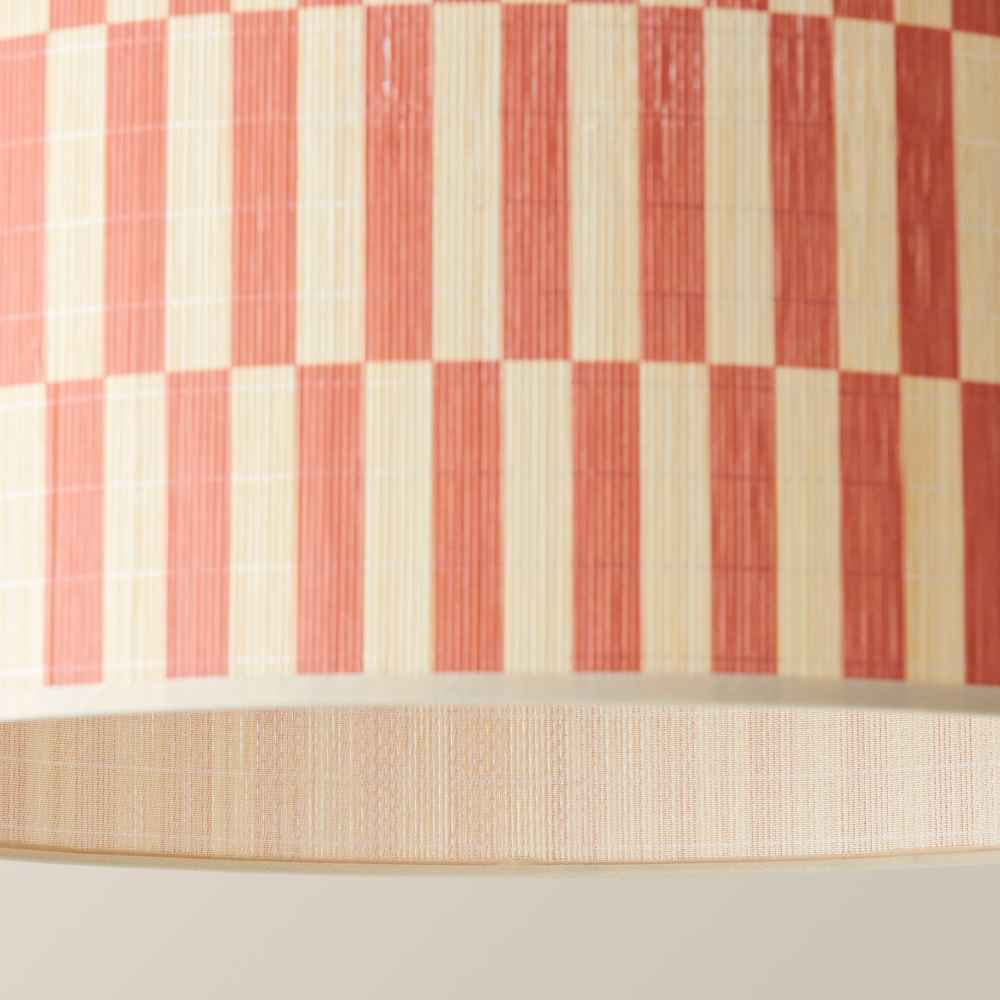 ValueLights Lori Orange Checkerboard Bamboo Ceiling Drum Lamp Shade Image 6