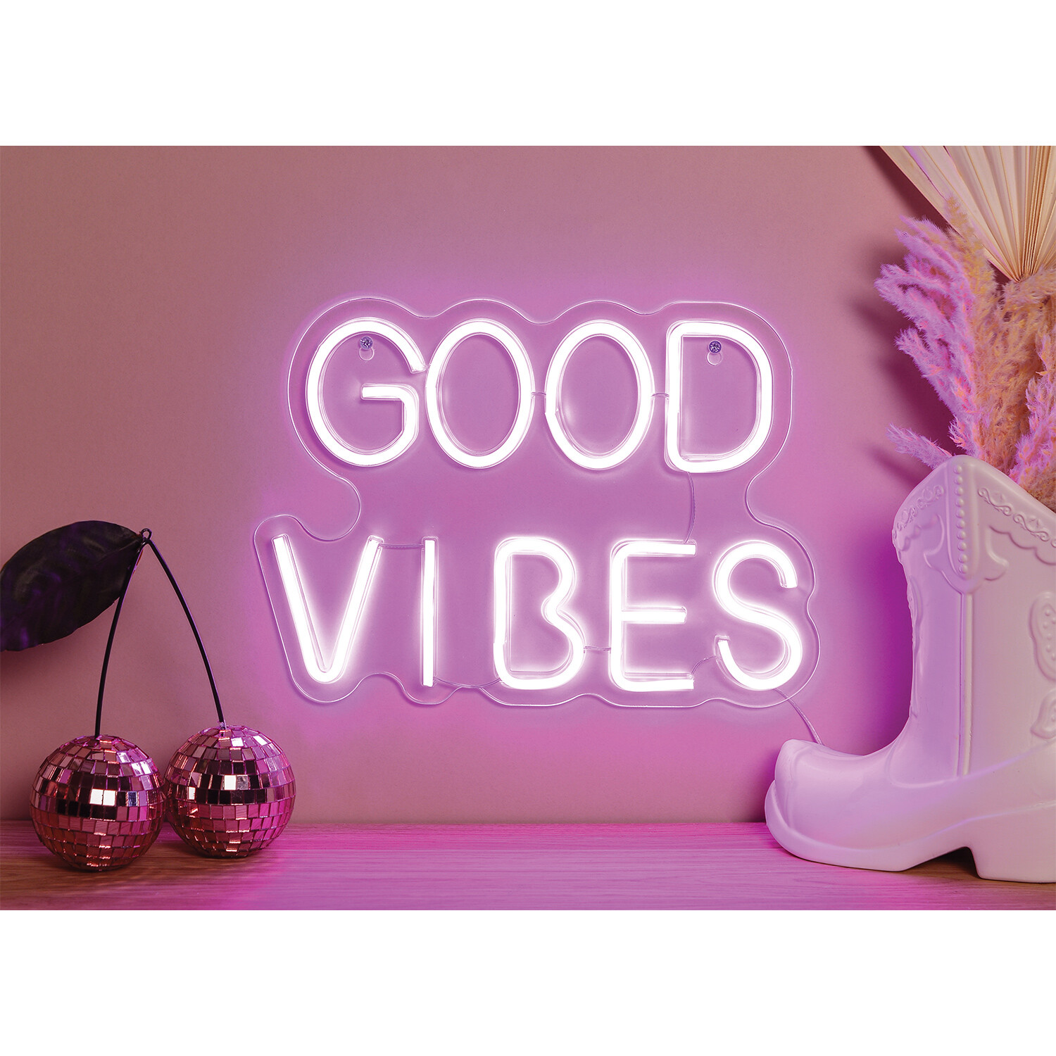 Pink Good Vibes Neon Sign Light Image 4