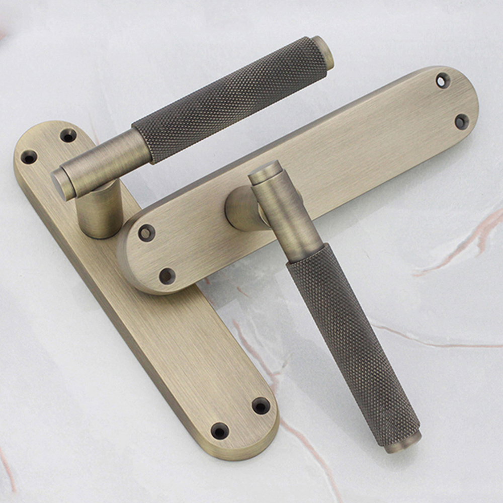Spira Brass Connaught Matt Antique Knurled Lever Door Handle with Latch Backplate 2 Pack Image 4