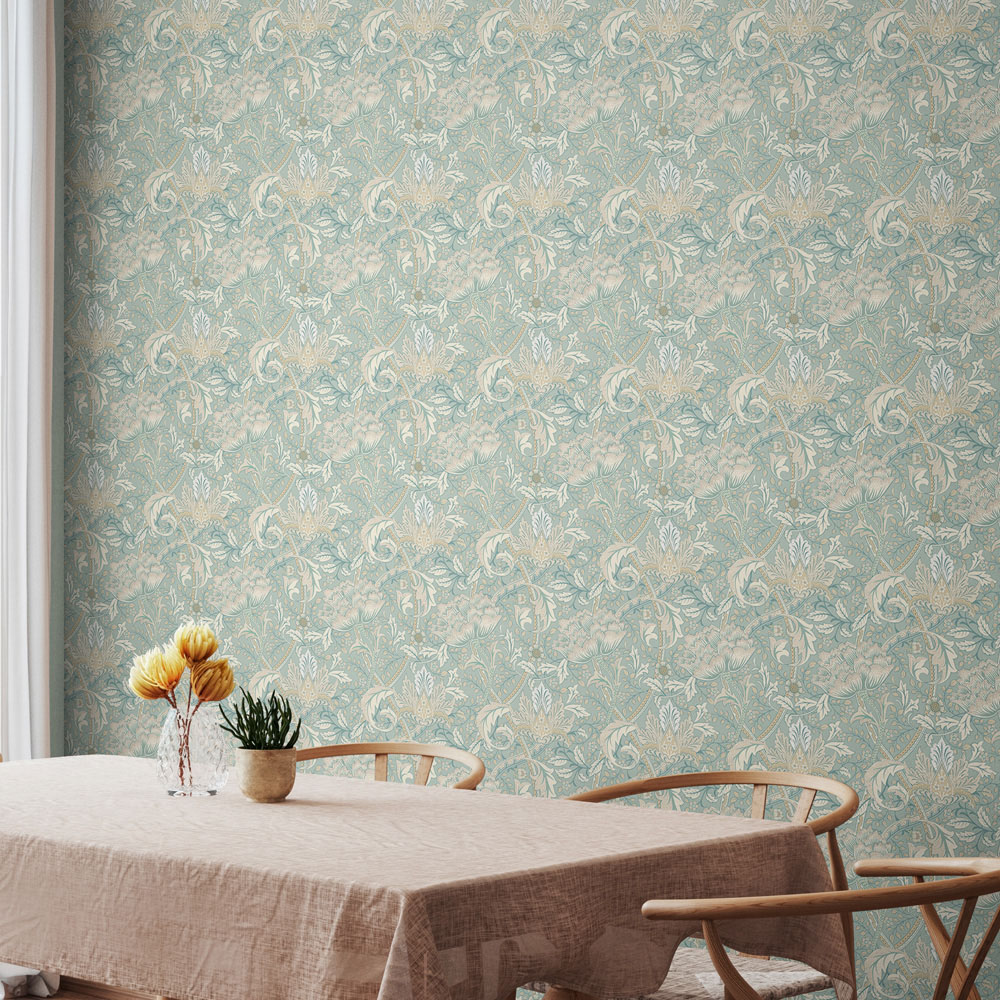 Hoopla Walls Cotswold Trail Soft Petrol Leaf and Floral Wallpaper Image 2