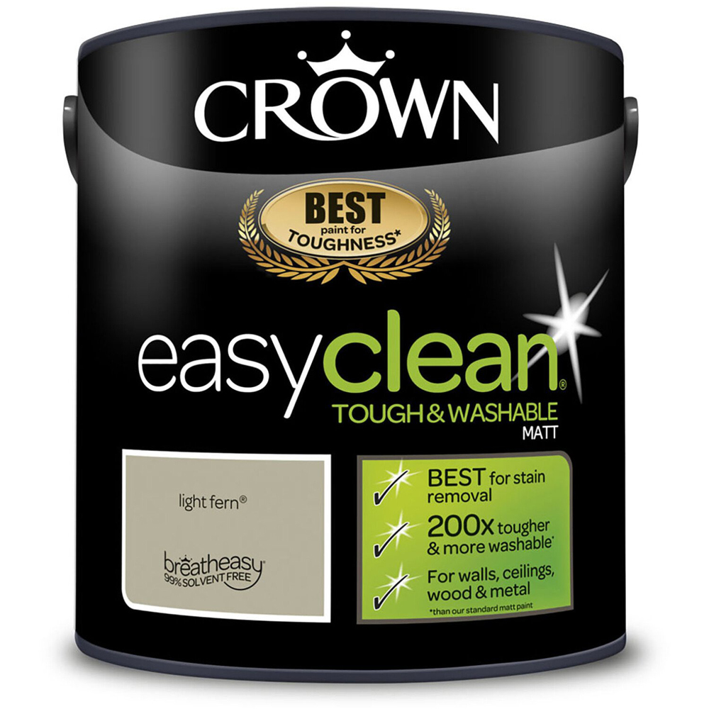 Crown Easyclean Walls and Ceilings Light Fern Matt Emulsion Paint 2.5L Image 2