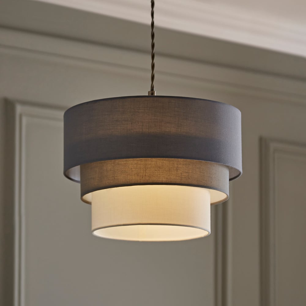 ValueLights Aztec 3 Tier Grey Fabric Ceiling Light Shade Image 5
