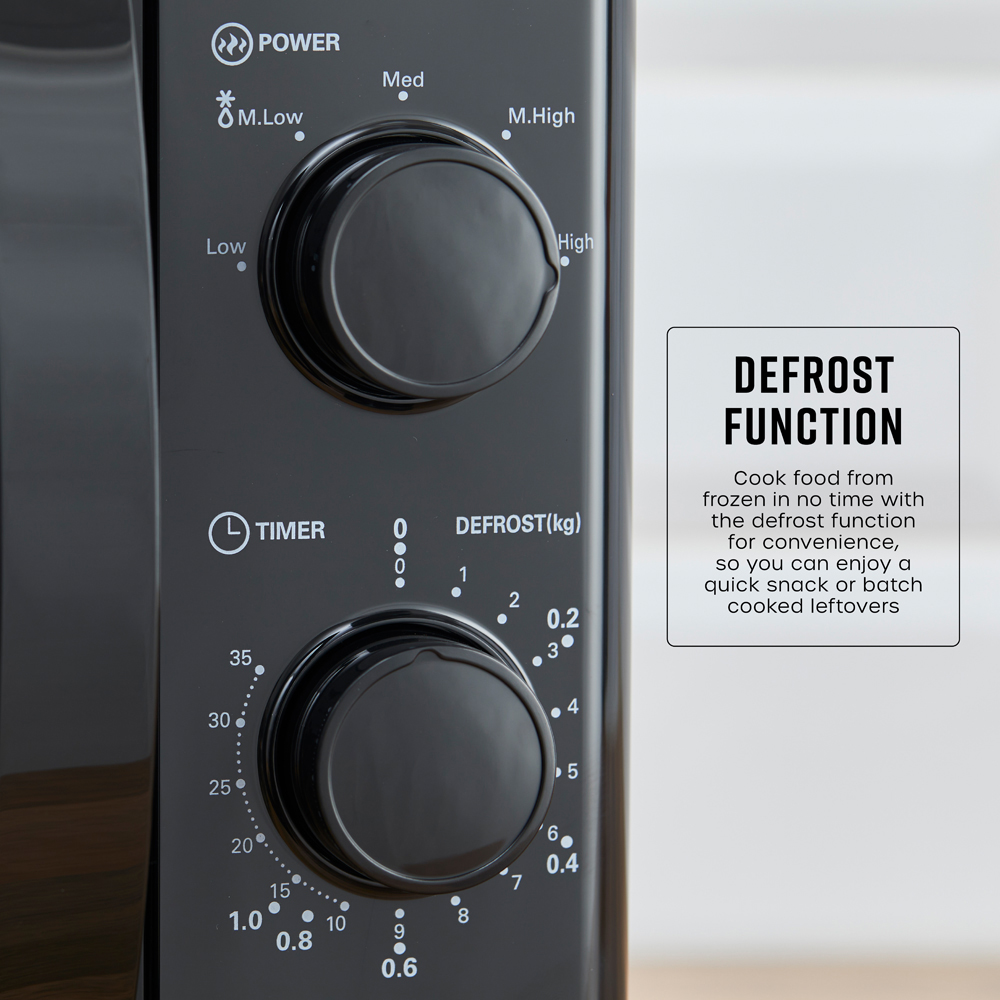 Swan SM4420BLK 20L Black Manual Microwave with 5 Power Levels and Defrost Function 700W Image 7