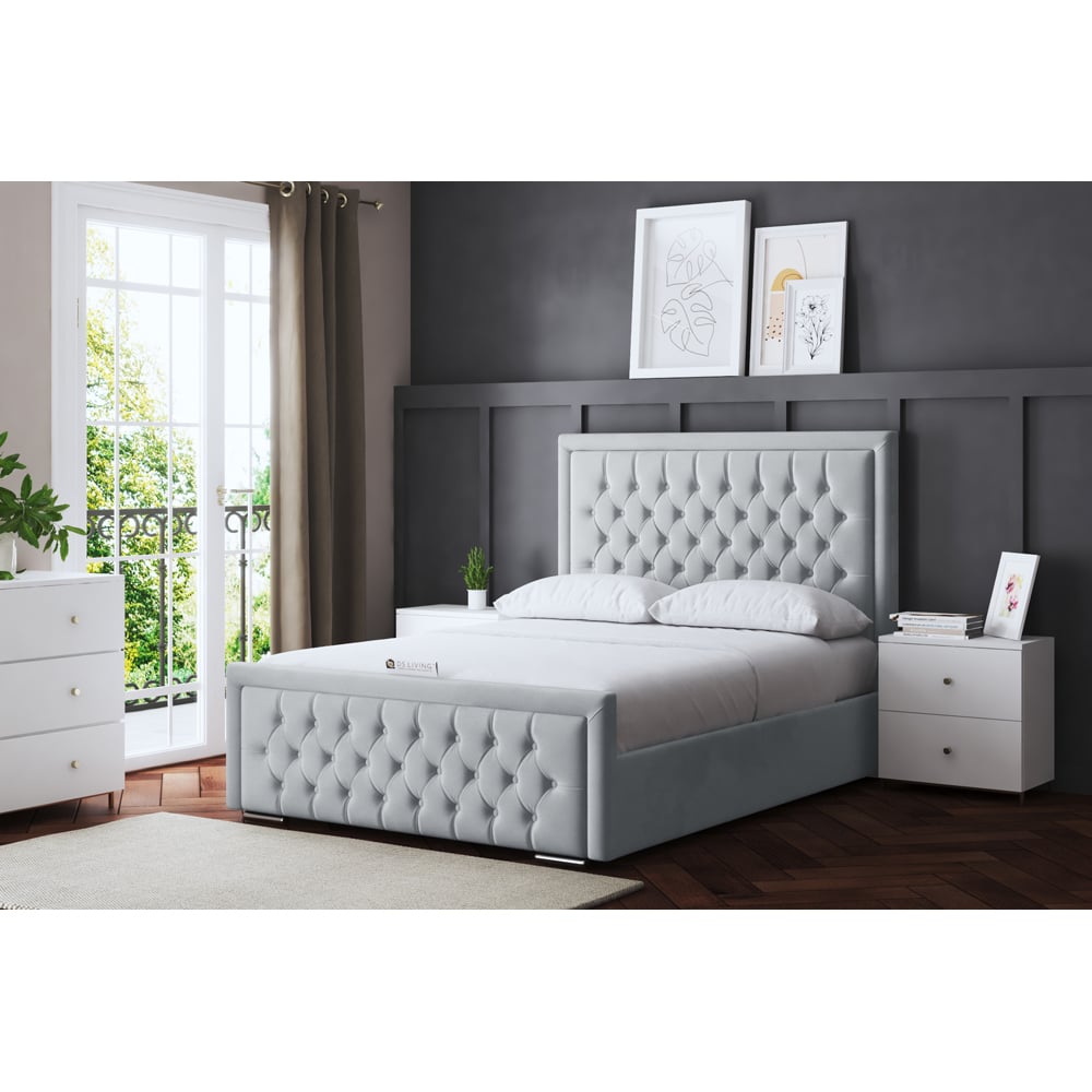 DS Living Allegra Small Double Silver Upholstered Bed Frame with Headboard Image 5