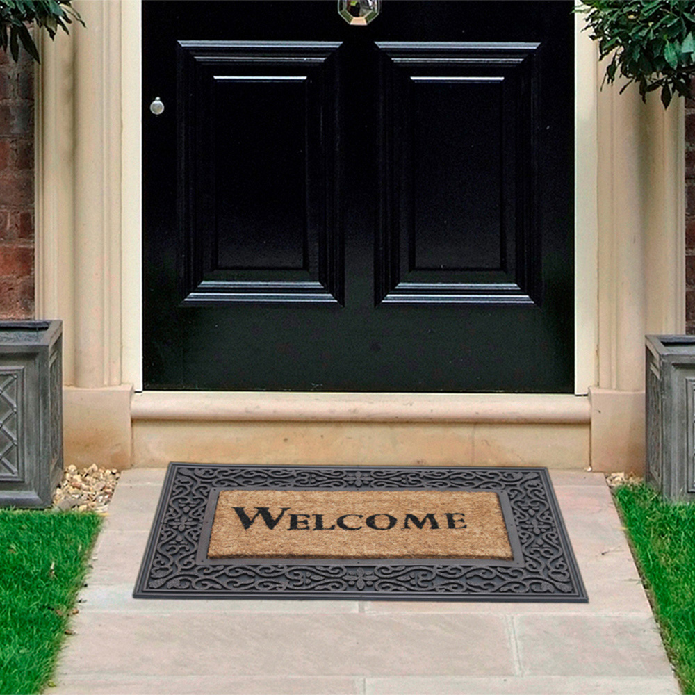 Coco & Coir Red Rust Welcome Coir Door Mat 45 x 75cm Image 2