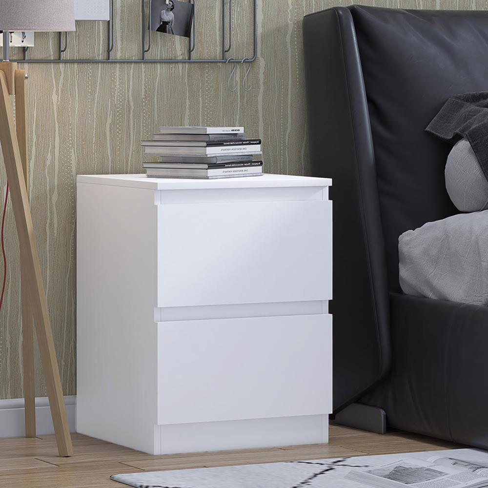 FWStyle Carlton Matt White Bedside Table Image 4