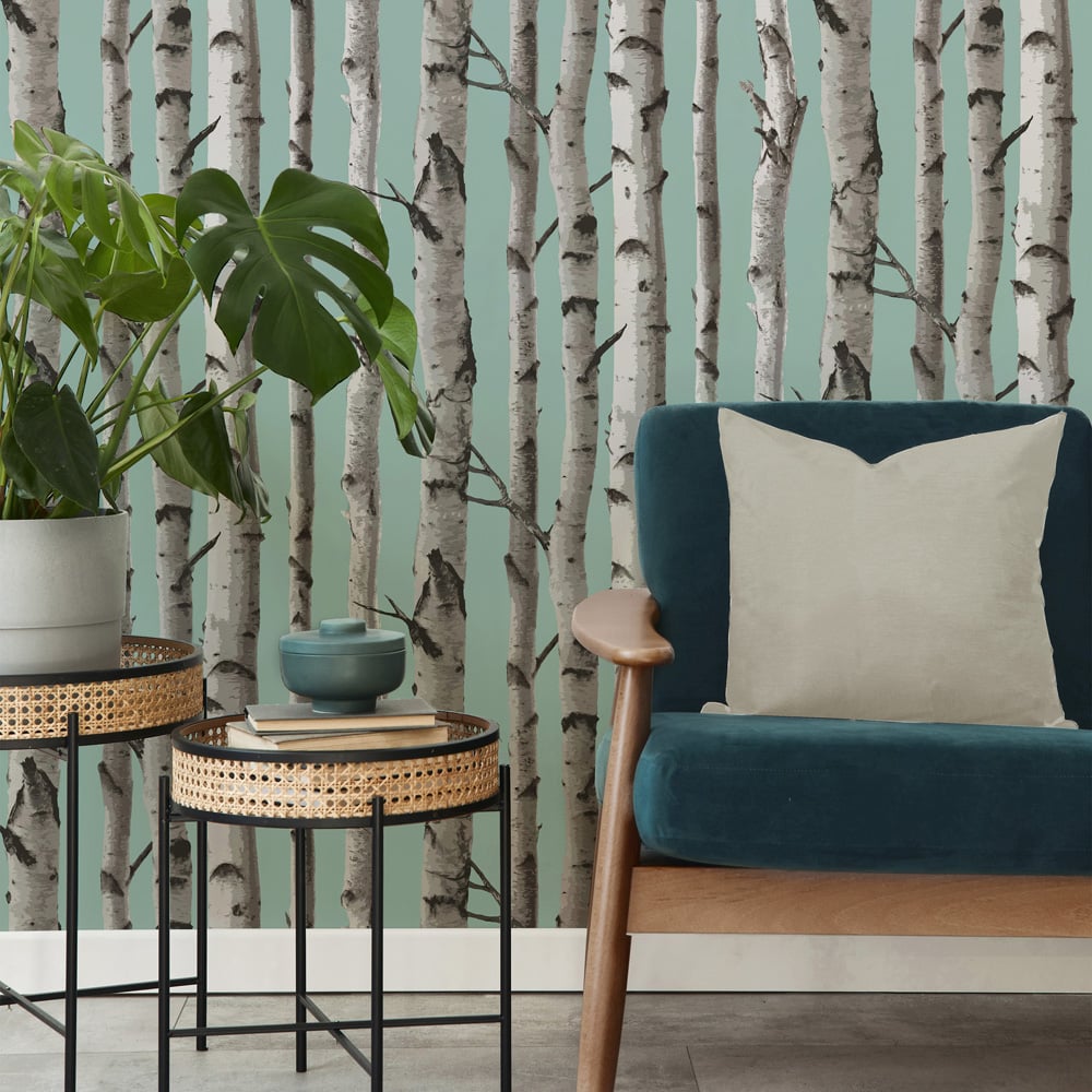 Fine Decor Birch Trees Blue Wallpaper Image 3