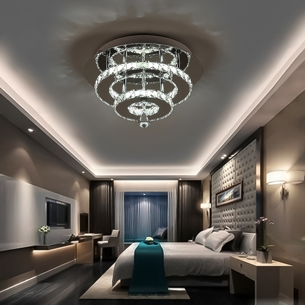 Living and Home 2 Tier Modern Crystal LED Ceiling Light Image 8