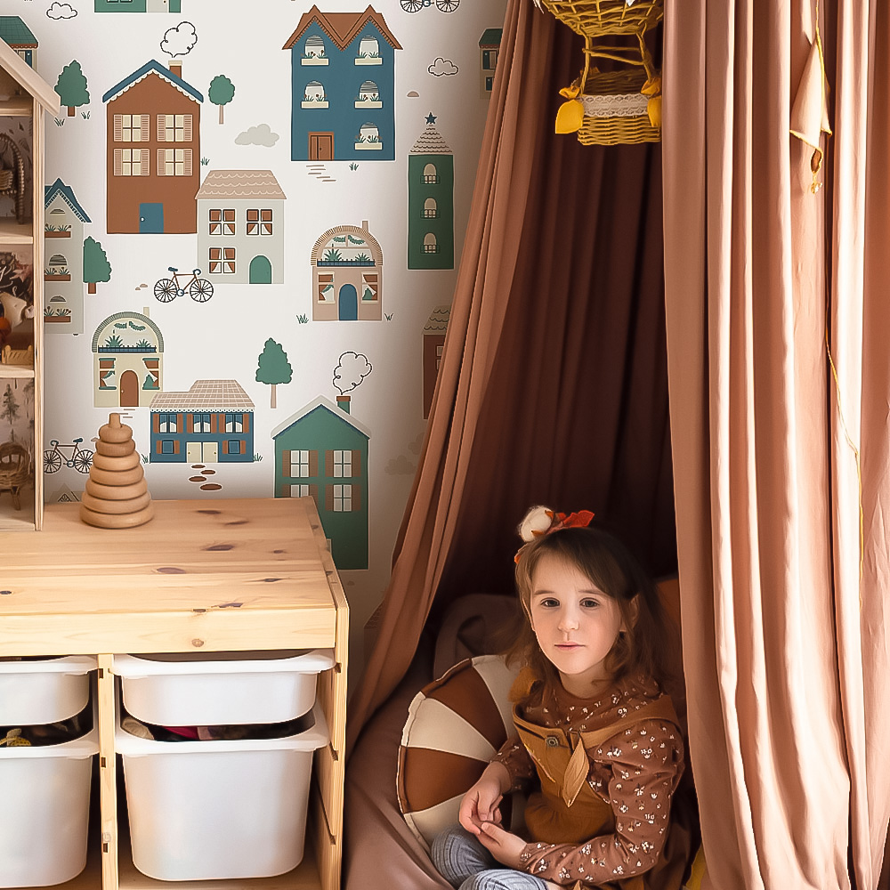 Grandeco Roomblush Tiny Houses 4 Lane Wall Mural Image 2